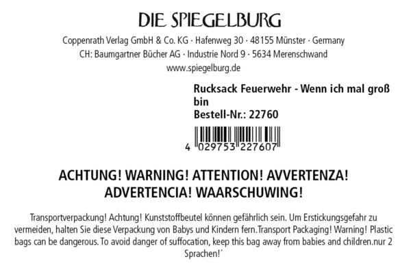 Produktbild: Rucksack Feuerwehr - Wenn ich mal gro&szlig; bin