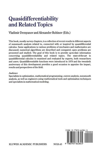 Produktbild: Quasidifferentiability and Related Topics
