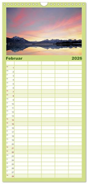 Produktbild: Familienplaner 2026 - Wo das Allg&auml;u am sch&ouml;nsten ist mit 5 Spalten (Wandkalender, 21 x 45 cm) CALVENDO
