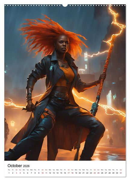 Produktbild: The Witches of Cyberpunk City (High Quality Premium Wall Calendar 2026 DIN A2 portrait),CALVENDO 12 Month Wall Calendar