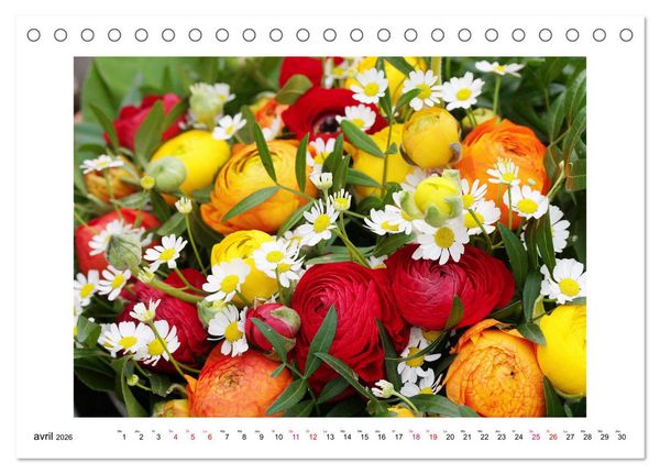 Produktbild: Fleurs - un m&eacute;lange color&eacute; (Calendrier de bureau 2026 DIN A5 vertical), CALVENDO calendrier mensuel
