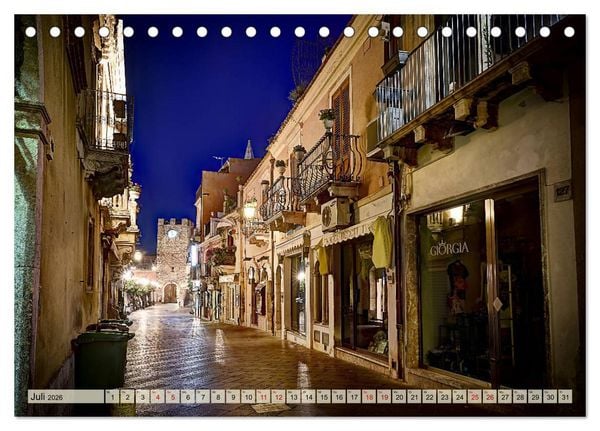 Produktbild: Taormina zur blauen Stunde (Tischkalender 2026 DIN A5 quer), CALVENDO Monatskalender