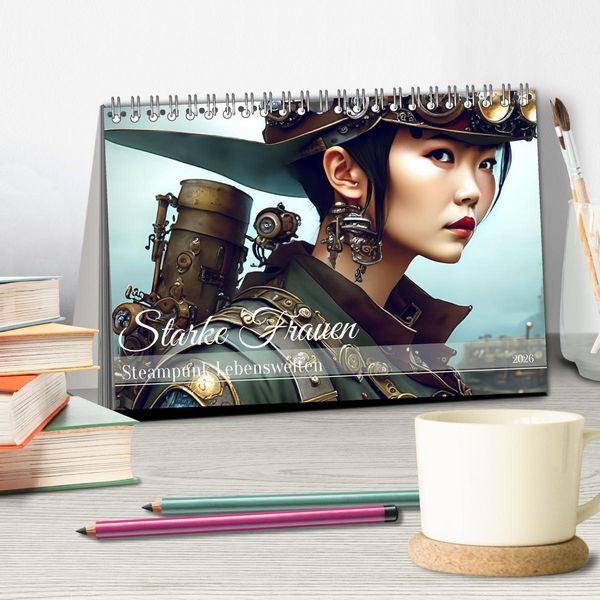 Produktbild: Starke Frauen - Steampunk Lebenswelten (Tischkalender 2026 DIN A5 quer), CALVENDO Monatskalender