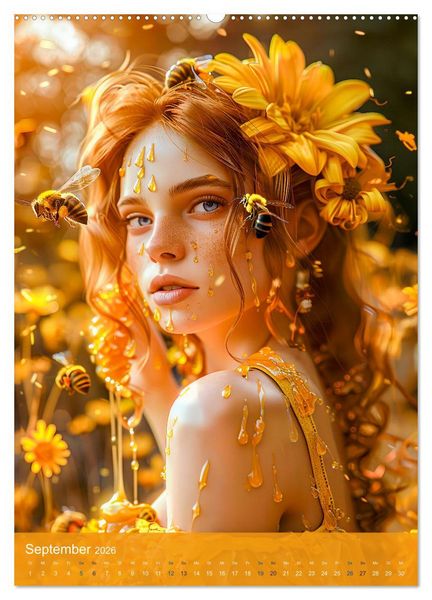 Produktbild: Bienenk&ouml;nigin - Goldene Harmonie von Sch&ouml;nheit, Honig und Bienen (Wandkalender 2026 DIN A2 hoch), CALVENDO Monatskalender