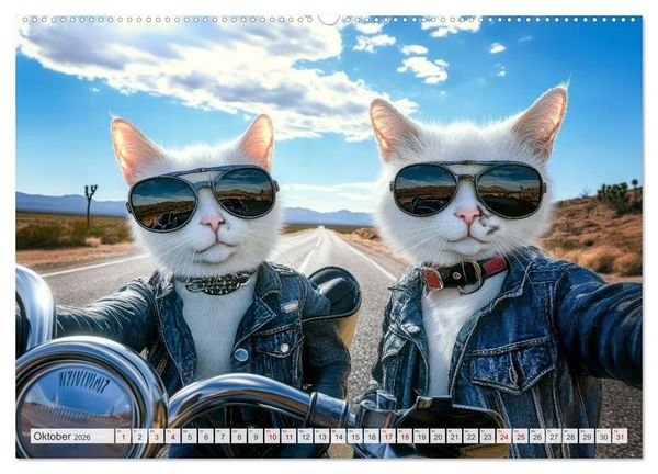 Produktbild: KATZEN-SELFIES Tierische Reiselust (Wandkalender 2026 DIN A2 quer), CALVENDO Monatskalender