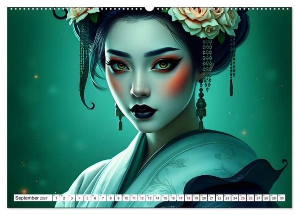 Produktbild: Dunkle Eleganz der Geishas (hochwertiger Premium Wandkalender 2027 DIN A2 quer), Kunstdruck in Hochglanz