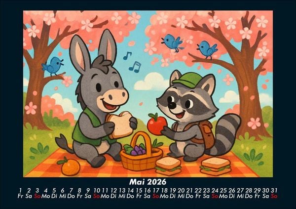Produktbild: Huf & Rocco Abenteuer durchs Jahr 2026 Fotokalender DIN A5