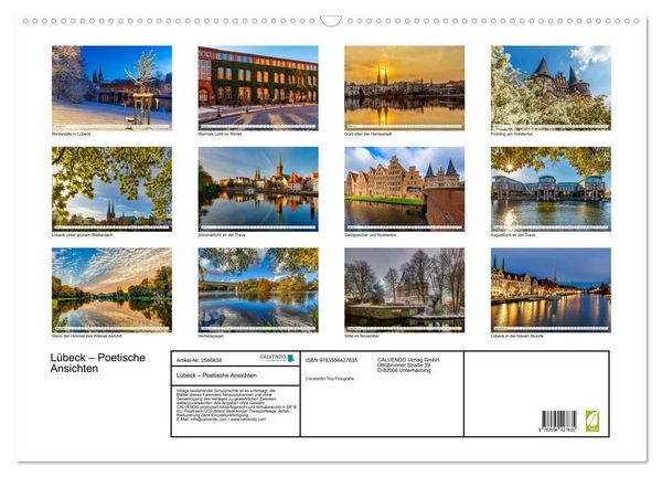 Produktbild: L&uuml;beck &ndash; Poetische Ansichten (Wandkalender 2027 DIN A2 quer), CALVENDO Monatskalender