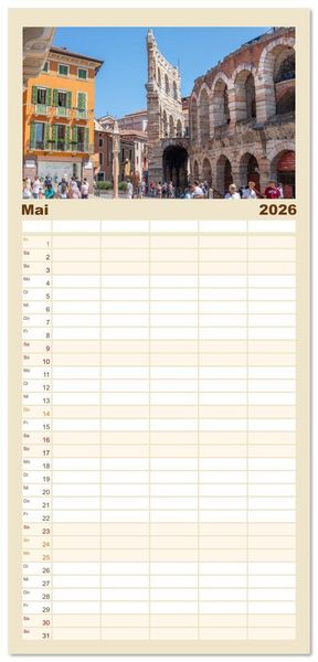 Produktbild: Familienplaner 2026 - Italien - zwischen Dolomiten und Amalfik&uuml;ste mit 5 Spalten (Wandkalender, 21 x 45 cm) CALVENDO