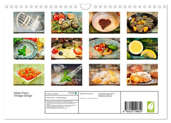 Produktbild: Italian Food - Vintage Design (Wandkalender 2026 DIN A4 quer), CALVENDO Monatskalender
