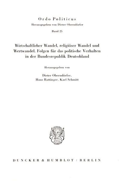 Produktbild: Wirtschaftlicher Wandel, religi&ouml;ser Wandel und Wertwandel.