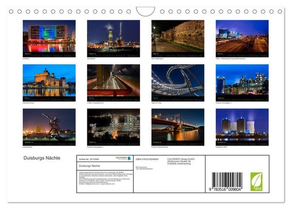 Produktbild: Duisburgs N&auml;chte (Wandkalender 2026 DIN A4 quer), CALVENDO Monatskalender