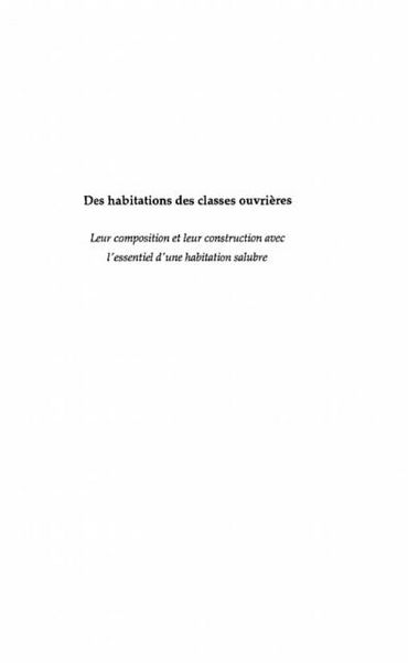 Produktbild: Habitations (des) des Classes Ouvrieres
