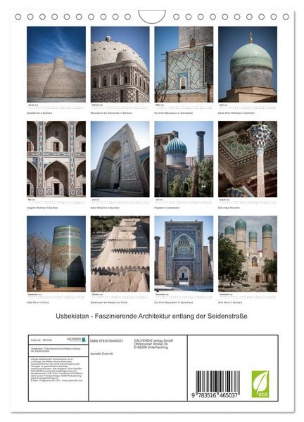 Produktbild: Usbekistan - Faszinierende Architektur entlang der Seidenstra&szlig;e (Wandkalender 2026 DIN A4 hoch), CALVENDO Monatskalender