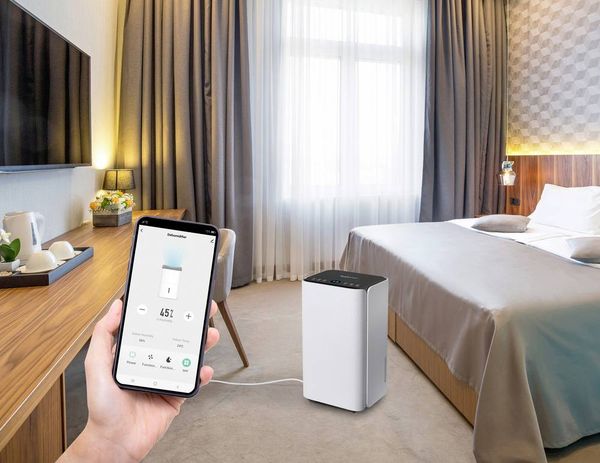 Produktbild: Sygonix Tuya Smart Luftentfeuchter 62m&sup3; 200W 12 l/Tag Wei&szlig;