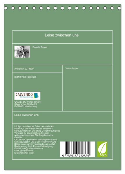 Produktbild: Leise zwischen uns (Tischkalender 2026 DIN A5 hoch), CALVENDO Monatskalender