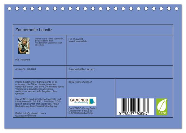 Produktbild: Zauberhafte Lausitz (Tischkalender 2026 DIN A5 quer), CALVENDO Monatskalender