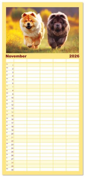 Produktbild: Familienplaner 2026 - Chow Chow Momente. Fellpoesie aus dem Reich der Mitte mit 5 Spalten (Wandkalender, 21 x 45 cm) CALVENDO