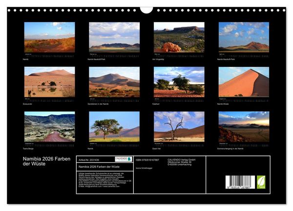 Produktbild: Namibia 2026 Farben der W&uuml;ste (Wandkalender 2026 DIN A3 quer), CALVENDO Monatskalender