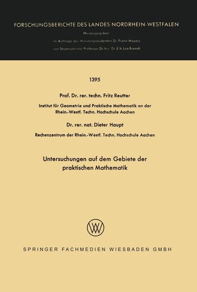 Produktbild: Untersuchungen auf dem Gebiete der praktischen Mathematik