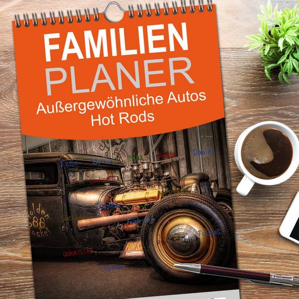 Produktbild: Familienplaner 2026 - Au&szlig;ergew&ouml;hnliche Autos - Hot Rods mit 5 Spalten (Wandkalender, 21 x 45 cm) CALVENDO