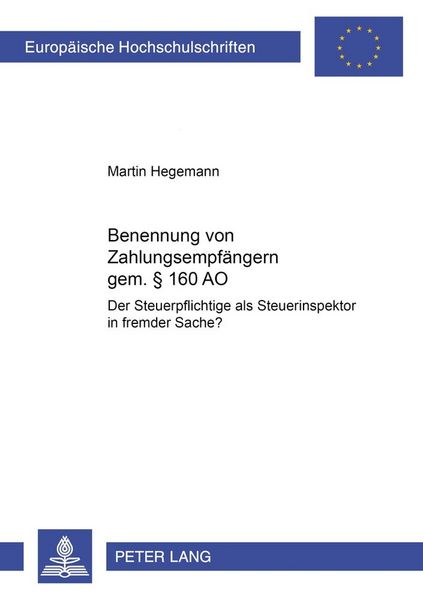 Produktbild: Benennung von Zahlungsempf&auml;ngern gem&auml;&szlig; &sect; 160 AO