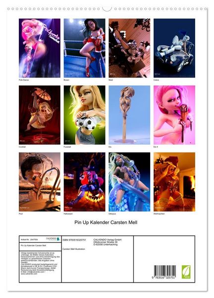 Produktbild: Pin Up Kalender Carsten Mell (hochwertiger Premium Wandkalender 2026 DIN A2 hoch), Kunstdruck in Hochglanz