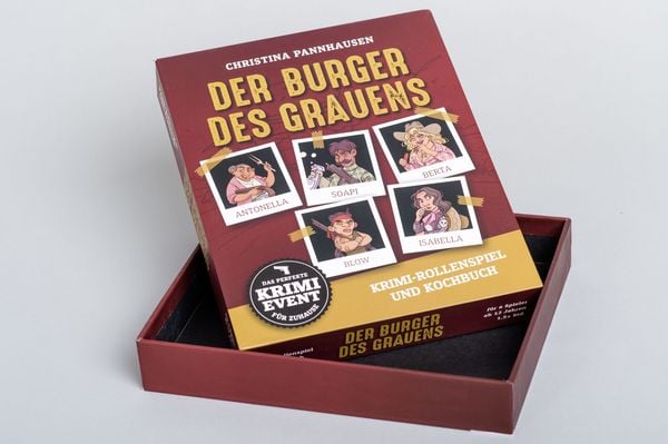 Produktbild: Der Burger des Grauens. Krimidinner-Rollenspiel und Kochbuch. F&uuml;r 6 Spieler ab 12 Jahren.
