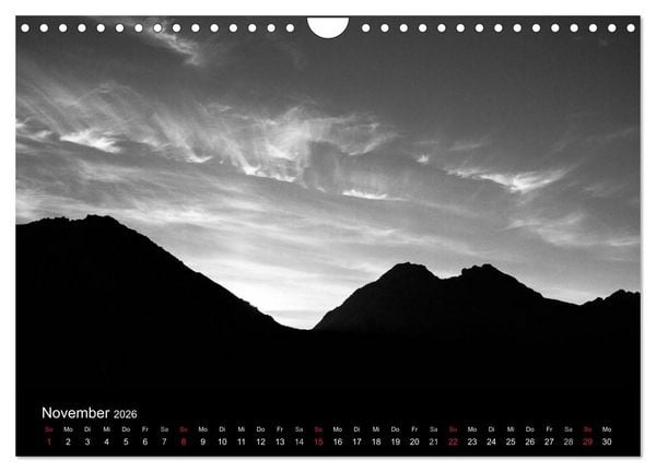 Produktbild: BERGE IN SCHWARZ WEISS (Wandkalender 2026 DIN A4 quer), CALVENDO Monatskalender