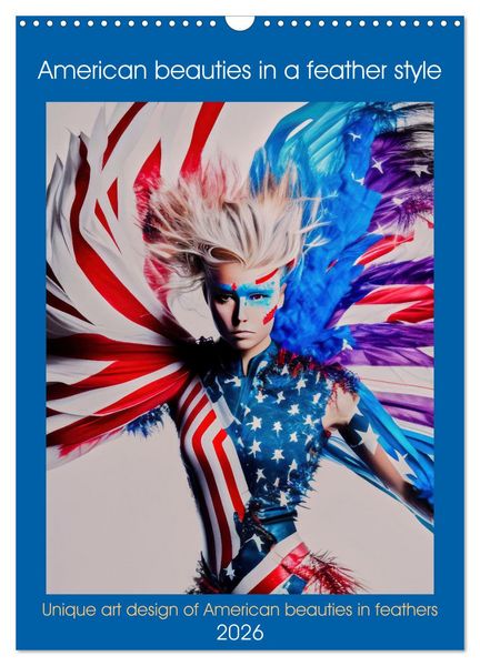 Produktbild: American beauties in a feather style (Wall Calendar 2026 DIN A3 portrait), CALVENDO 12 Month Wall Calendar