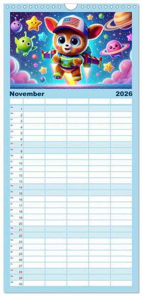 Produktbild: Familienplaner 2026 - Buddy Stars - Abenteuer f&uuml;r Kinder mit 5 Spalten (Wandkalender, 21 x 45 cm) CALVENDO