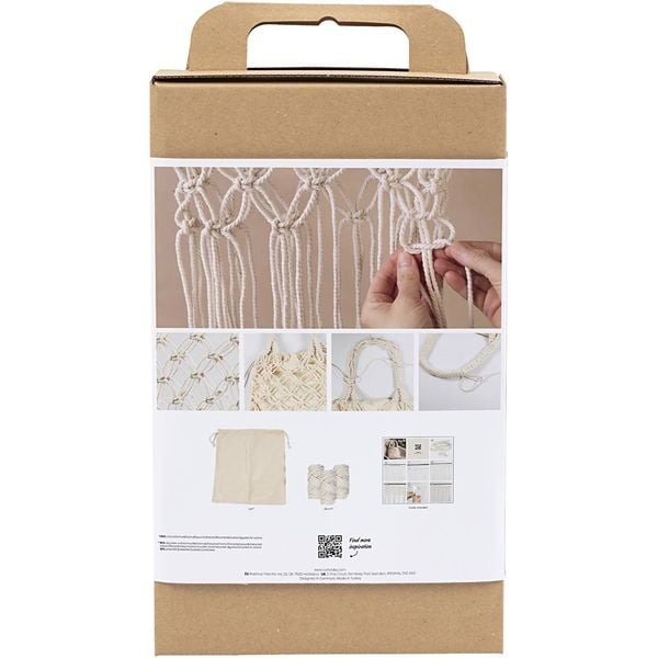 Produktbild: Creativ Company Kreativ Set Macram&eacute;, Tasche aus Makramee, wei&szlig;
