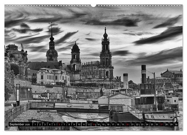 Produktbild: Dresden Faszination Schwarz Weiss (Wandkalender 2026 DIN A2 quer), CALVENDO Monatskalender
