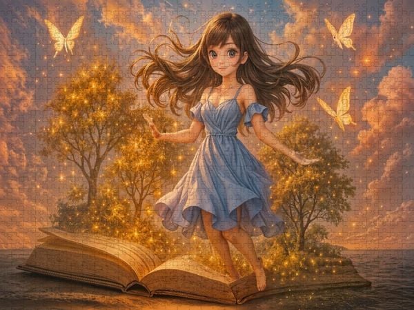 Produktbild: CALVENDO Puzzle Animewelt Heldin zwischen Seiten | 1000 Teile Lege-Gr&ouml;&szlig;e 64x48cm Foto-Puzzle f&uuml;r gl&uuml;ckliche Stunden