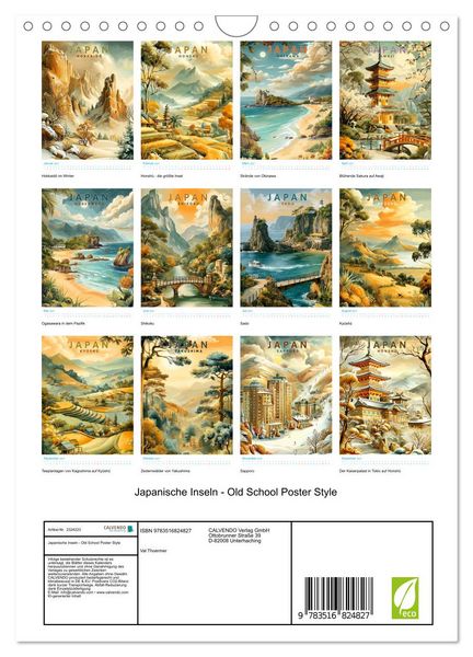 Produktbild: Japanische Inseln - Old School Poster Style (Wandkalender 2027 DIN A4 hoch), CALVENDO Monatskalender
