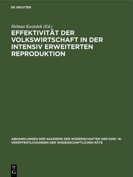 Produktbild: Effektivit&auml;t der Volkswirtschaft in der intensiv erweiterten Reproduktion