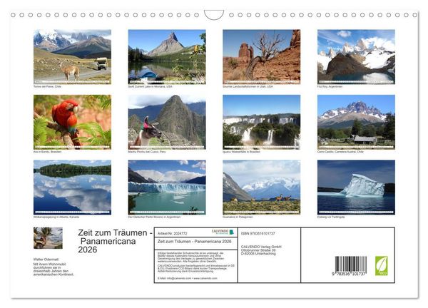 Produktbild: Zeit zum Tr&auml;umen - Panamericana 2026 (Wandkalender 2026 DIN A3 quer), CALVENDO Monatskalender