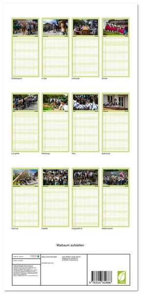 Produktbild: Familienplaner 2026 - Maibaum aufstellen mit 5 Spalten (Wandkalender, 21 x 45 cm) CALVENDO