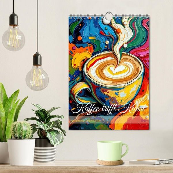 Produktbild: Kaffee trifft Kunst - Aromatische Pinselstriche (Wandkalender 2026 DIN A4 hoch), CALVENDO Monatskalender