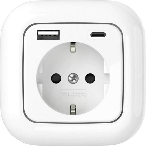 Produktbild: 2USB 2U-449368 Schutzkontakt-Steckdose erh&ouml;hter Ber&uuml;hrungsschutz, mit USB-Ladeausgang IP20 Reinwei&szlig; (gl&auml;nzend)