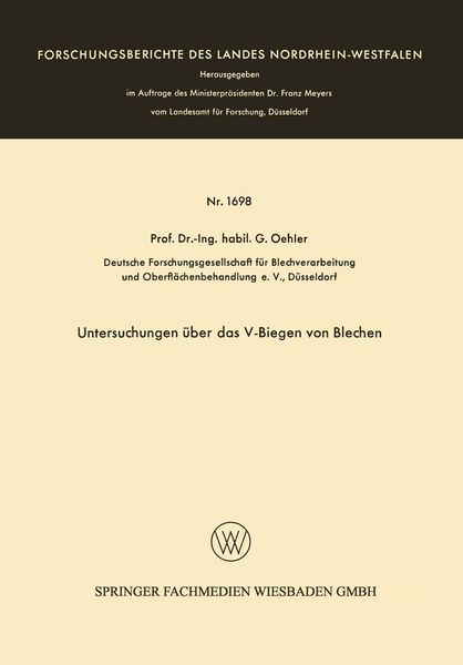Produktbild: Untersuchungen &uuml;ber das V-Biegen von Blechen