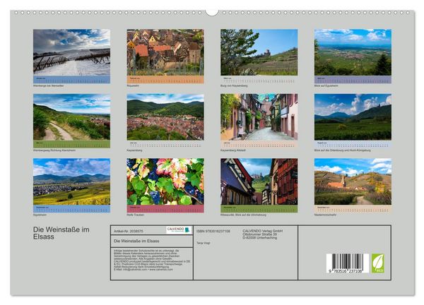 Produktbild: Die Weinsta&szlig;e im Elsass (hochwertiger Premium Wandkalender 2026 DIN A2 quer), Kunstdruck in Hochglanz