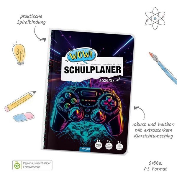 Produktbild: TR&Ouml;TSCH - Schulplaner WOW Gaming 26/27