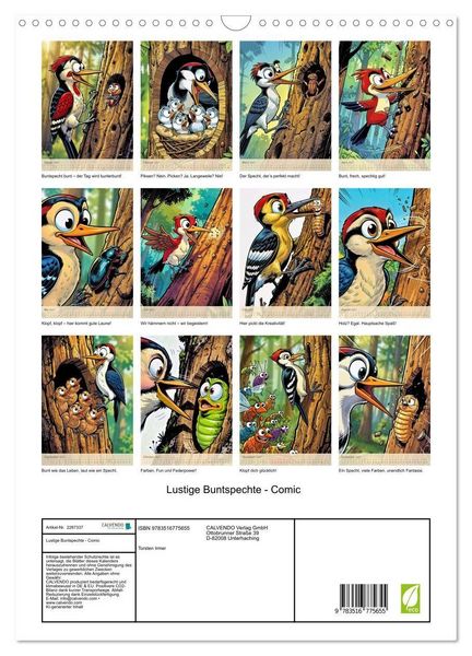 Produktbild: Lustige Buntspechte - Comic (Wandkalender 2027 DIN A3 hoch), CALVENDO Monatskalender