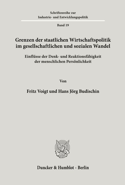 Produktbild: Grenzen der staatlichen Wirtschaftspolitik im gesellschaftlichen und sozialen Wandel.