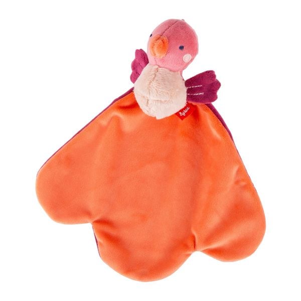 Sigikid 43625 - Schnuffeltuch Pfau pink/orange Magic Mirinda, Plüsch, 28 cm