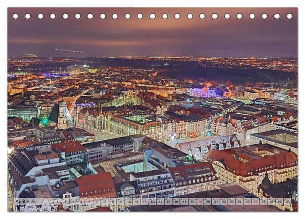 Produktbild: Leipzig - Fotografiert bei Nacht von Michael Allmaier (Tischkalender 2026 DIN A5 quer), CALVENDO Monatskalender