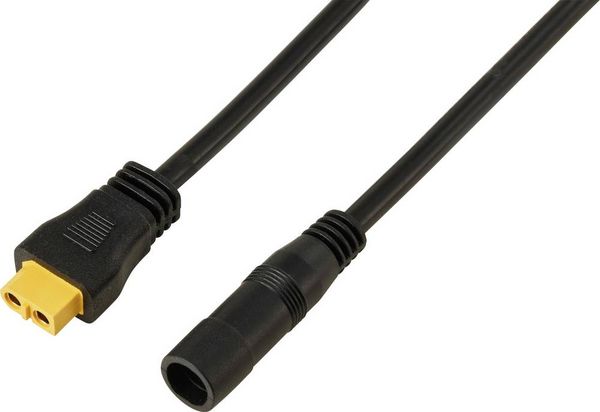 Produktbild: TRU COMPONENTS DC-Buchse 2,5/5,5mm auf XT60-Kabel 0,5m TC-13619300 Schwarz Inhalt: 1St.