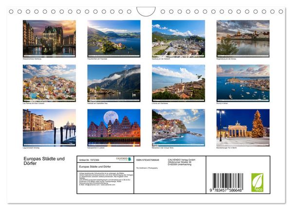 Produktbild: Europas St&auml;dte und D&ouml;rfer (Wandkalender 2026 DIN A4 quer), CALVENDO Monatskalender