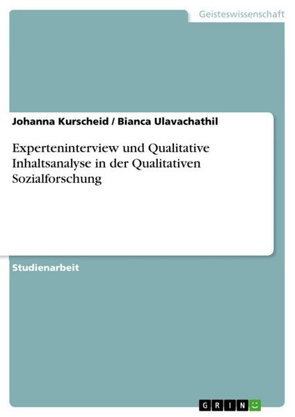 Produktbild: Experteninterview und Qualitative Inhaltsanalyse in der Qualitativen Sozialforschung